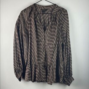 Banana Republic Black and Brown Blouse Size L